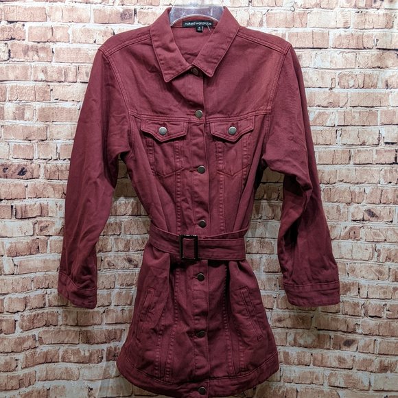 Naked Wardrobe Long Jean Jacket Dress with Belt Small - Picture 1 of 13